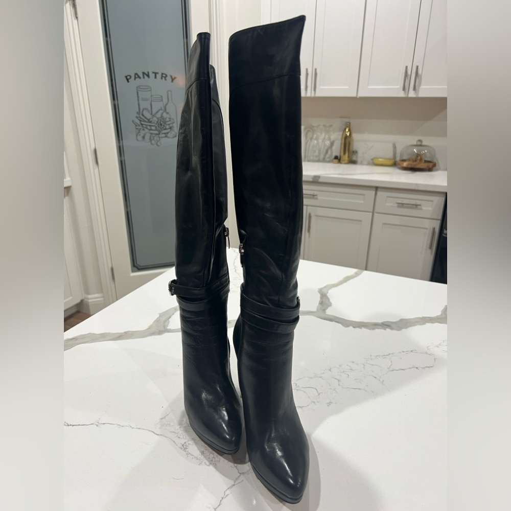 Black Knee-High Leather Boots
